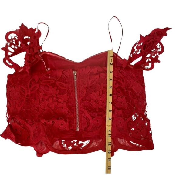 NWT LUSH WOMEN'S RED LACE CROP TOP - SIZE LARGE  ***Item: 0689 - Picture 3 of 5
